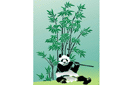 Szablony z liśćmi i gałęziami - Panda i bambus 1