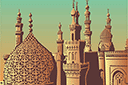 Szablony z punktami orientacyjnymi i budynkami - Minarety Kairu