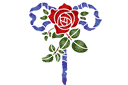 Szablony z ogrodem i dzikimi różami - Róża i wstążka