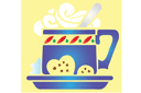Szablony z żywnością i naczyniami - Kubek z herbatą