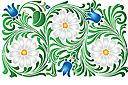 Szablony do bordiur z roślinami - Wzór stokrotek i kwiatów dzwonków