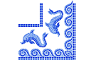 Szablony z kwadratowymi wzorami - Róg z delfinami