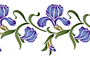 Szablony z kwiatami ogrodowymi i polnymi - Irysowy bordiur w stylu orientalnym