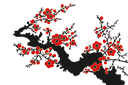 Szablony z drzewami i krzakami - Ponura sakura