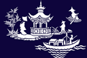 Szablony w stylu wschodnim - Scena z pagodą i łodzią