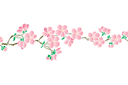 Szablony w stylu wschodnim - Bordiur dla rogu z kwiatem wiśni