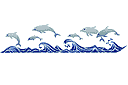 Bordiury z motywami morskimi - Delfiny w morzu