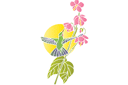 Szablony z kwiatami ogrodowymi i polnymi - Kolibry i kwiaty