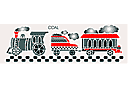 Szablony z samochodami, łodziami, samolotami - Bordiur z pociągiem