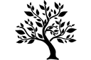 Szablony z sylwetkami i konturami - Drzewo z liśćmi