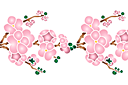 Szablony do bordiur z roślinami - Gałązka sakury w rozkwicie B