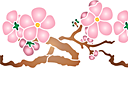 Szablony z kwiatami ogrodowymi i polnymi - Gałązka sakury z kwiatami B