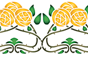 Szablony do bordiur z roślinami - Żółte róże Art Nouveau B