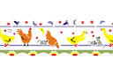 Szablony na bordiury z zwierzętami - Noc w kurniku