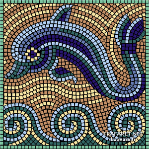 Delfin nad falami (mozaika) - szablon do dekoracji