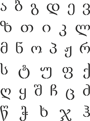 Alfabet gruziński - szablon do dekoracji