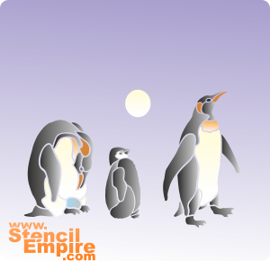Rodzina pingwinów - szablon do dekoracji