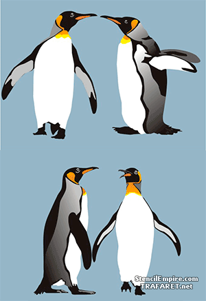 Cztery pingwiny - szablon do dekoracji