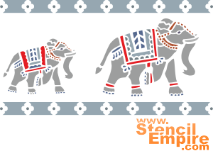 Słonie indyjskie - szablon do dekoracji