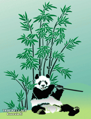 Panda i bambus 1 (Szablony z liśćmi i gałęziami)