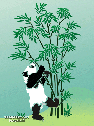 Panda i bambus 2 (Szablony z liśćmi i gałęziami)