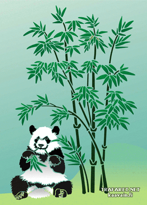 Panda i bambus 3 (Szablony z liśćmi i gałęziami)
