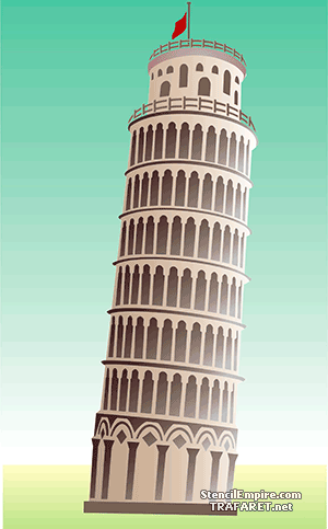 Pochylona wieża w pisie - szablon do dekoracji