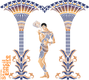 Kolumna i Lady (Szablony stylów Art Nouveau i Art Deco)