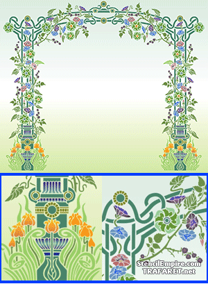 Łuk kwiatowy Art Nouveau - szablon do dekoracji