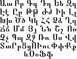 Alfabet ormiański - szablon do dekoracji