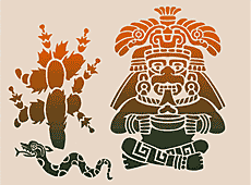 Figura z kaktusem (Szablony ze starożytnymi wzorami azteckimi)