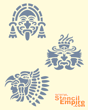 Azteckie maski - szablon do dekoracji