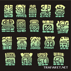 Hieroglify Majów - szablon do dekoracji
