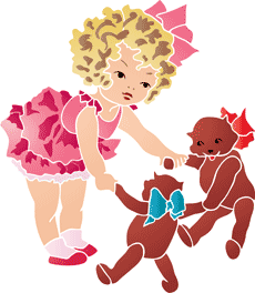 Dziewczyna i lalki - szablon do dekoracji