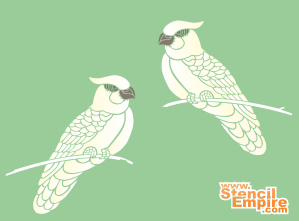 Dwie białe papugi - szablon do dekoracji