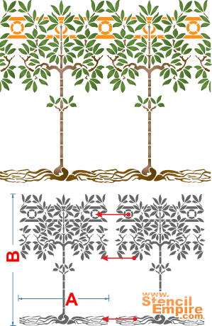Bordiur ze stylizowanych drzew - szablon do dekoracji