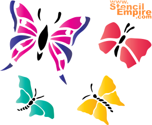 Cztery motyle - szablon do dekoracji
