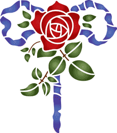 Róża i wstążka - szablon do dekoracji
