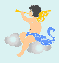 Trąbiący cherubin - szablon do dekoracji