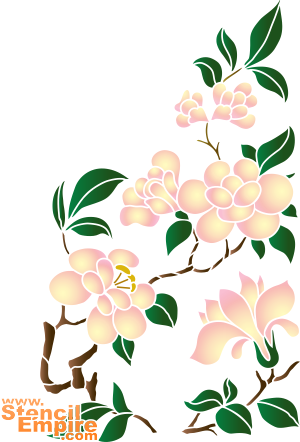 Chińska magnolia - szablon do dekoracji