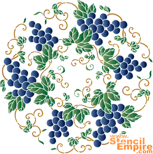 Orientalne winogrona: medalion - szablon do dekoracji