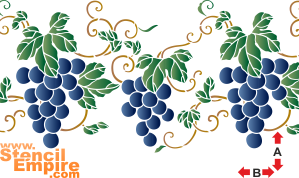 Winogrona orientalne: bordiur - szablon do dekoracji