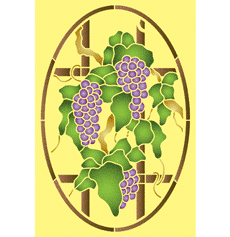 Winogrona w owalu - szablon do dekoracji