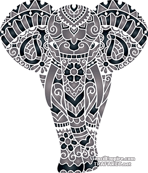 Koronkowe słonie indyjskie A - szablon do dekoracji