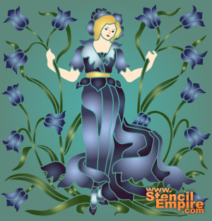 Dziewczyna Kampanula (Szablony stylów Art Nouveau i Art Deco)