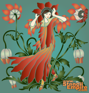 Dziewczyna Zawilec (Szablony stylów Art Nouveau i Art Deco)