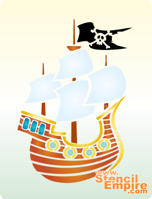 Statek piracki - szablon do dekoracji