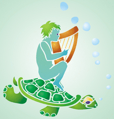 Chłopiec na żółwiu - szablon do dekoracji