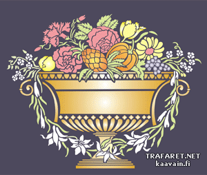 Wazon z owocami i kwiatami - szablon do dekoracji