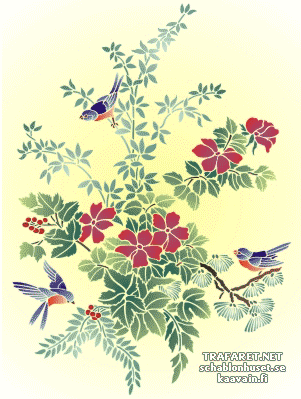 Kwiaty i ptaki 29 - szablon do dekoracji